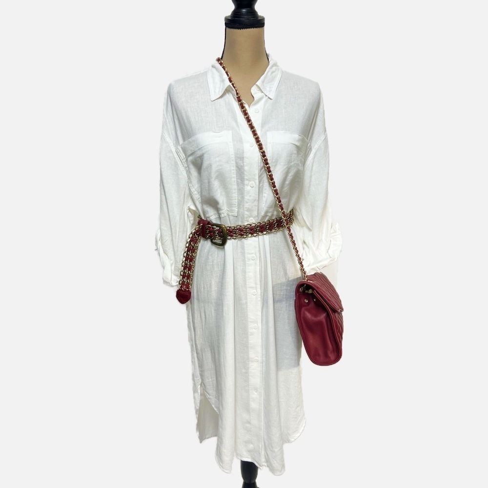 NWT Westbound Oversized Linen Blend Button Down White Shirt Dress Womens size S - Picture 4 of 10